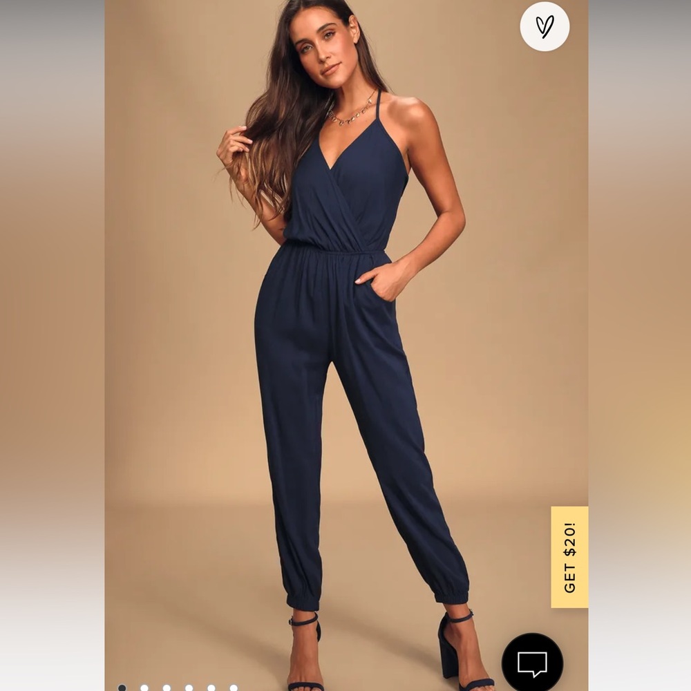 Lulus learning to fly halter jumpsuit in Navy Blue